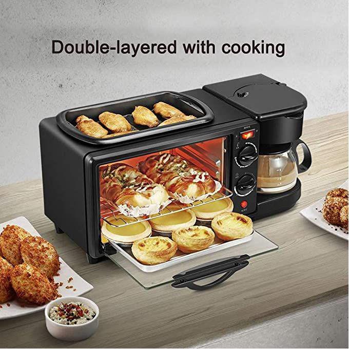 Multi Function Family Electric Toaster Machine 3 in 1 Breakfast Station Coffeemaker Multi Function Toaster Oven Apply to Home Kitchen Black Buy Online at Best Price in UAE Qonooz