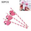 50 PCS 3D Flamingo Jungle Paper Straws Party Decorations Cocktail Straw (Pink)