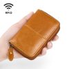 TP-8290 RFID Oil Wax Leather Zipper Change Purse Organ Card Holder