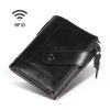 TP-197 Oil Wax Leather Multi-functional Double Zipper Clasp Antimagnetic Change RFID Leather Wallet
