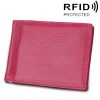 Cowhide Leather Litchi Texture Card Holder Wallet RFID Blocking Coin Purse Card Bag Protect Case with 6 Card Slots, Size: 110*82*8mm