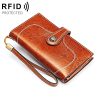 3527 Vintage Oil Wax Texture Large Capacity Long Multi-function Anti-magnetic RFID Wallet Clutch for Ladies