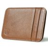 XIAO YUAN XIANG Cowhide Leather 5 Card Pocket Sleeve Wallet Coin Purse Credit Card Holder, Size: 10.6cm x 7.2cm, Random Color Delivery