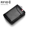 KB155 Antimagnetic RFID Zipper Leather Large-capacity Cards Holder Wallet