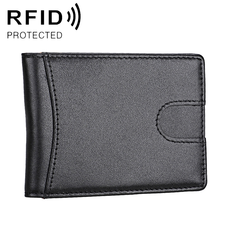 9601 Antimagnetic RFID Mini Crazy Horse Texture Leather Wallet Billfold