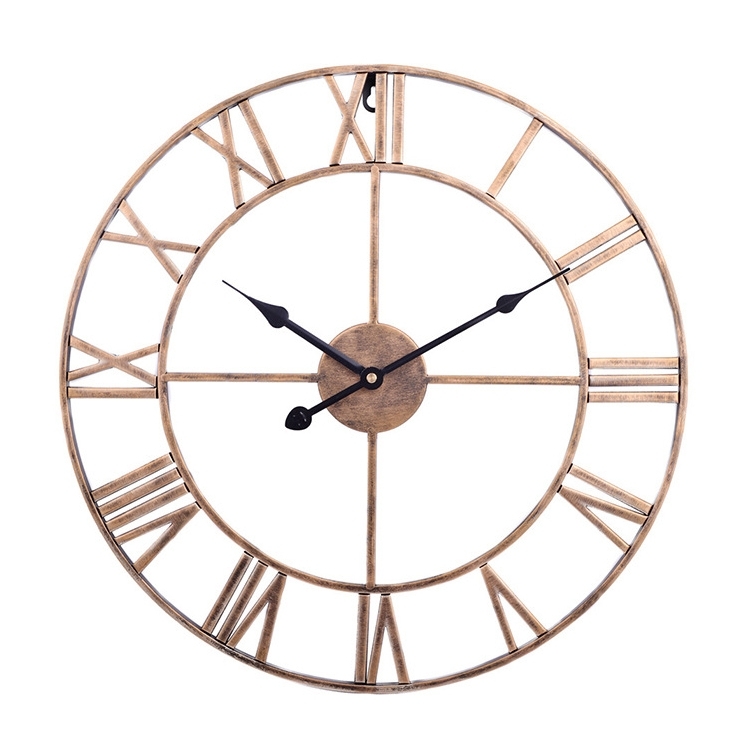40cm Retro Living Room Iron Round Roman Numeral Mute Decorative Wall Clock