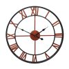 60cm Retro Living Room Iron Round Roman Numeral Mute Decorative Wall Clock