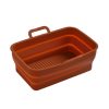 Rectangular Double Pull Basket Foldable Silicone Air Fryer Baking Pan