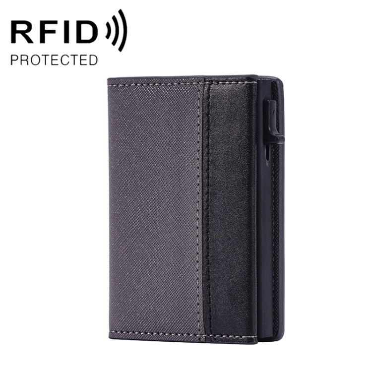 FY2409 RFID Anti-magnetic Cross Texture PU Triple Fold Card Bag
