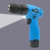 VOTO 12V Stepless Speed Regulation Rechargeable Hand Drill Set Electric Drill Power Tools with LED Light, AC 220V, US Plug, Random Color Delivery