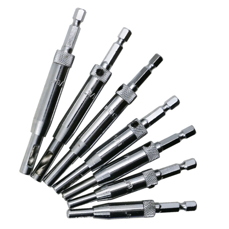 7 PCS/Set Doors Self Centering Hinge Tapper Core Drill Bit Set Hole Puncher Woodworking Tools(5/64,7/64,9/64,11/64,13/64,1/4 inch,5mm)