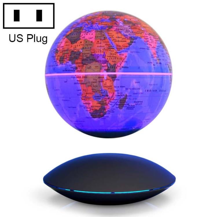 6 inch Rotation Illuminating English Magnetic Levitation Globe Office Crafts Ornaments, US Plug