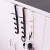 4pcs Multifunctional Vertical Style Bathroom Kitchen Wall Door Wardrobe Hanger Umbrella Clothes Towel Hook with 5 Hooks, Random Color Delivery