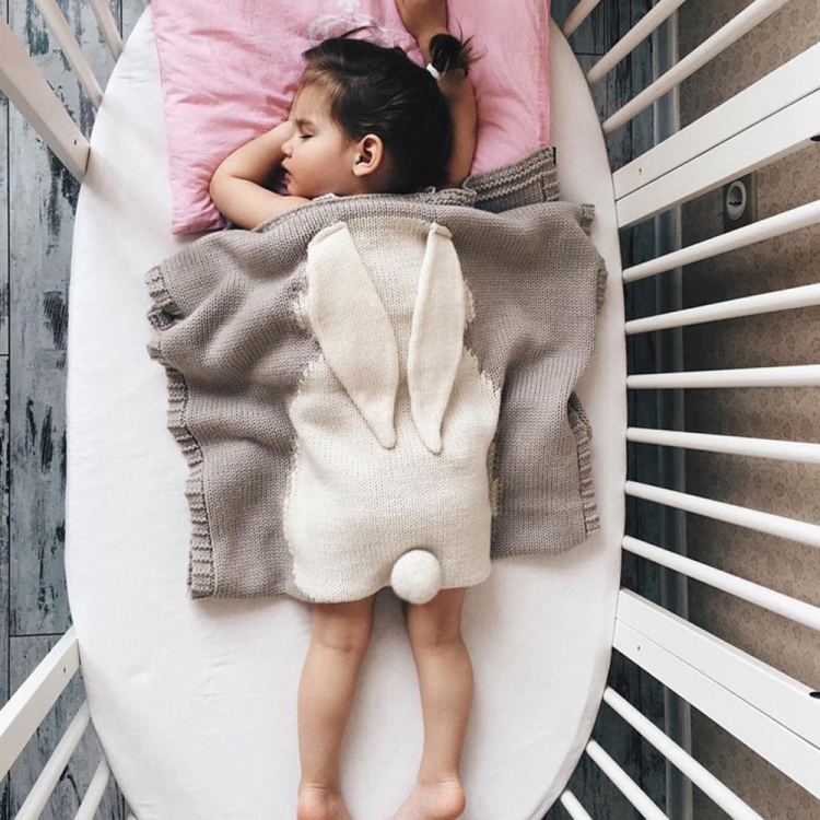 Rabbit Pattern Stereoscopic Ears Baby Knitted Blanket