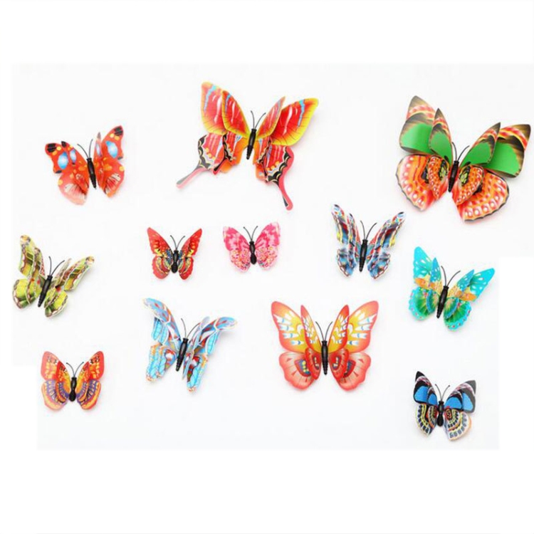 12pcs / Set Home Decoration Originality Double-deck PVC 3D Butterfly Wall Paste
