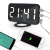 Multifunction Creative Mirror Reflective LED Display Alarm Clock with Snooze Function & 2 USB Charge Port