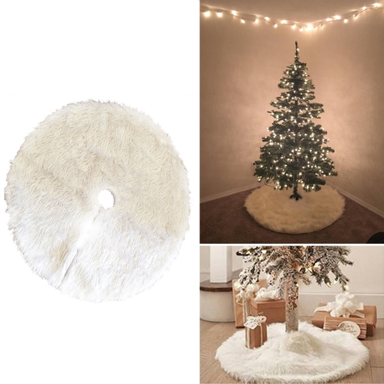 Christmas Tree Plush Skirt White Round Ornament Decoration, Diameter: 78cm
