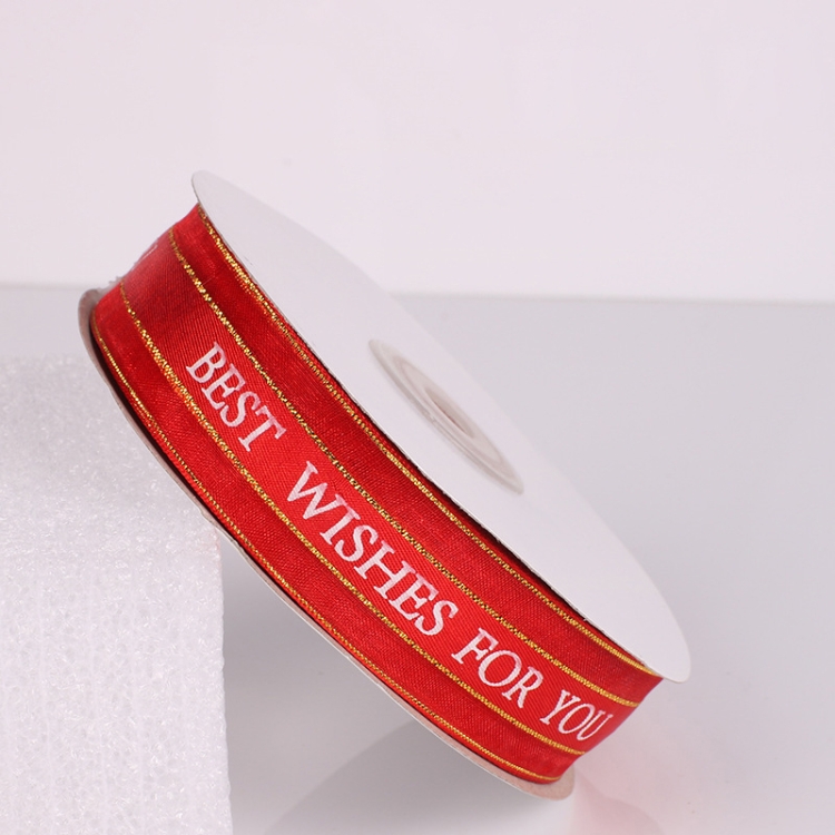 English Letter Colored Printed Ribbons Phnom Penh Gift Bouquet Ribbons Bowknot Flowers Packaging Ribands , Size: 45m x 2.5cm