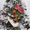 CX192019 Elk Pattern Christmas Sock Gift Bag Christmas Tree Pendant Decoration