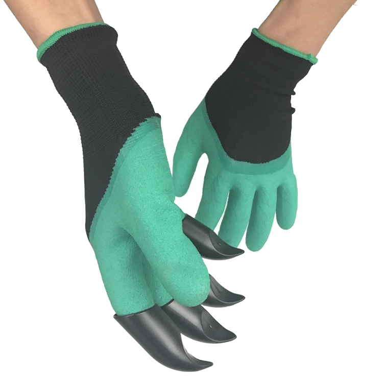 A Pair Latex Protective Insulated Gloves with Claws ABS Plastic Gloves for Digging and Planting, The Right One with Claws