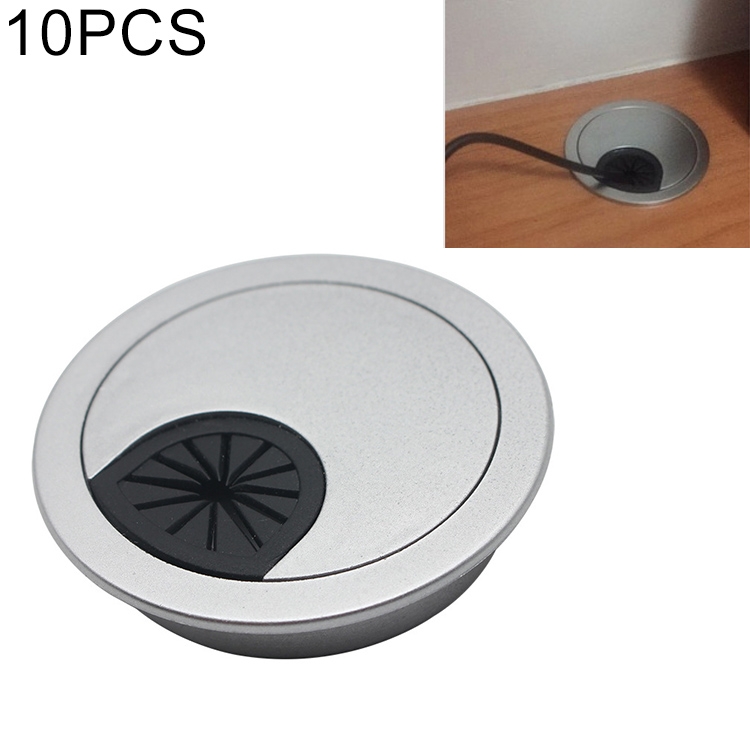 10 PCS Desk Computer Desktop Plastic Round Threading Box Hole Cover, Hole Diameter: 60mm