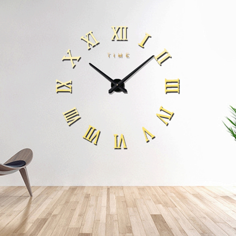 Bedroom Home Decoration Frameless Roman Numeral Large DIY Wall Sticker Mute Clock, Size: 100*100cm