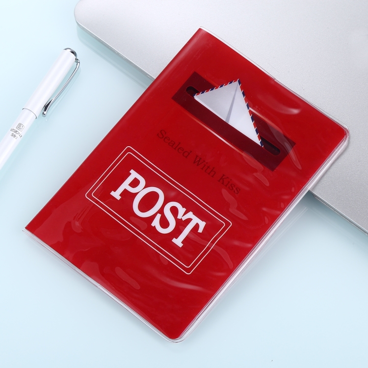 Post Pattern Red Passport Card Bag