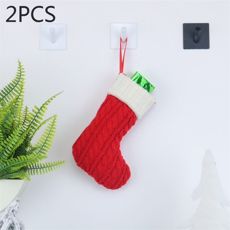 2 PCS CX20220 Christmas Wool Knitting Sock Gift Bag Christmas Tree Pendant Decoration