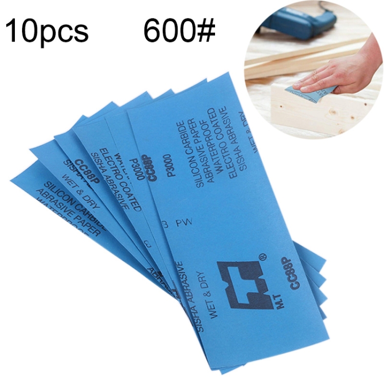 10pcs Grit 600 Wet And Dry Polishing Grinding Sandpaper，Size: 23 x 9cm