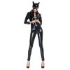 Halloween Costume Patent Leather Cat Girl Neutral Sexy Motorcycle Clothing Stage Performance Cosplay Clothing, Size:M, Bust: 80-85cm, Waistline:66-72cm, Clothes Long:138cm