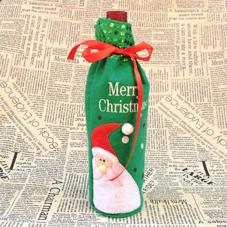 Merry Christmas Santa Claus Christmas Dinner Table Decoration Champagne Wine Bottle Bag