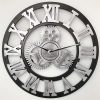 Retro Wooden Round Single-sided Gear Clock Rome Number Wall Clock, Diameter: 70cm
