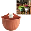 European Style Wall Hanging Pots Semi - circular Imitation Ieather Wall Hanging Basin Indoor and Outdoor Potted Pots,Large Size:27*15*22.2cm  ,Random Color Delivery