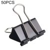 50PCS 32mm Black Metal Clip Notes Letter Paper Clip Office Bind