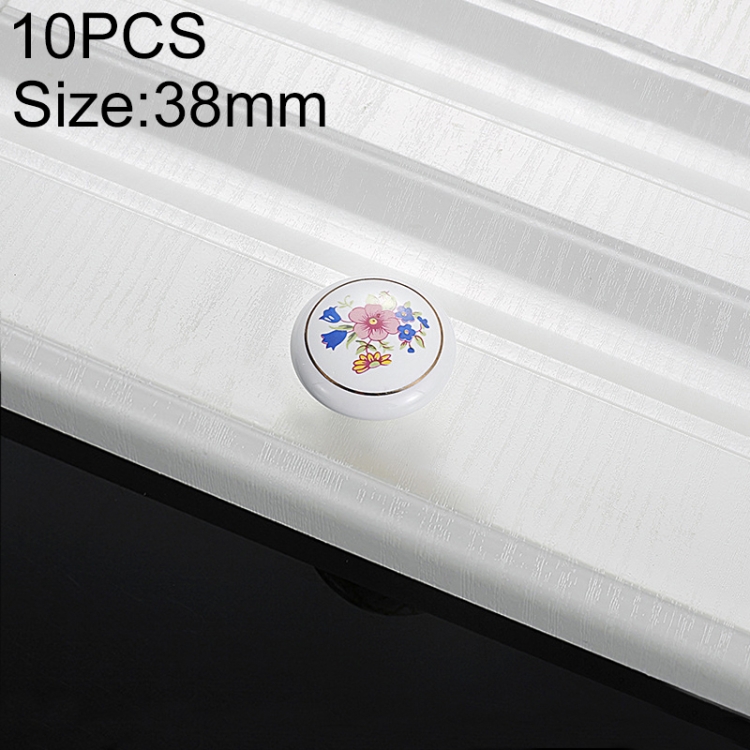 10 PCS 5085 Large Gold Ring Bellflower Pattern Single Hole Ceramic Cabinet Handle