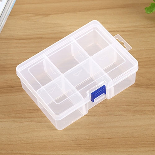 Plastic Jewelry Box Organizer Storage Container with Adjustable Dividers, Size: Large, 6 Slots