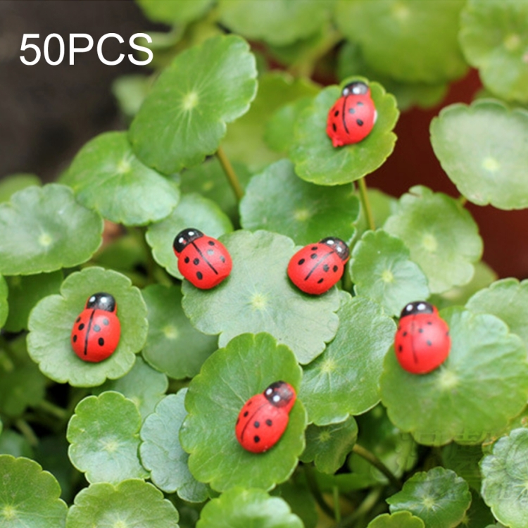 50pcs Red Color Wooden Cabochons Ladybug for Decoration Wood Ladybug Decoration Crafts Micro-landscape Ornaments Accessories Multi-meat Ornaments