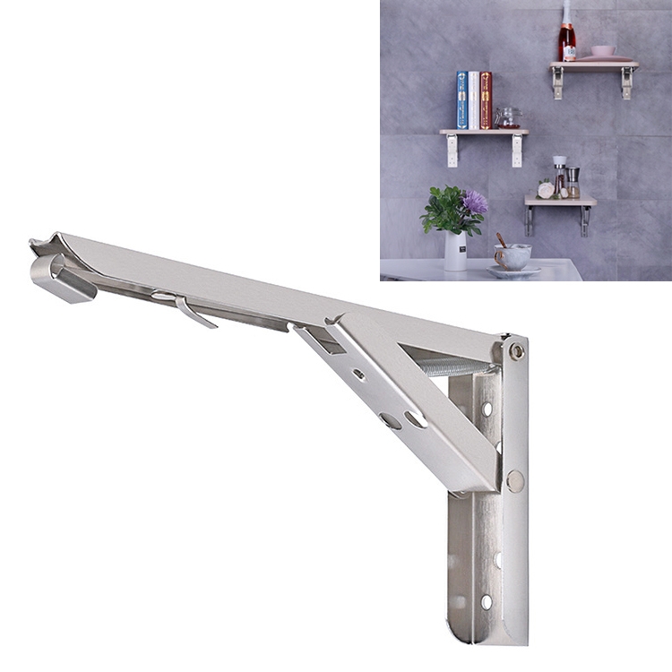 14 inch Wall-mounted Foldable Stainless Steel Spring Storage Shelf for Dining Table