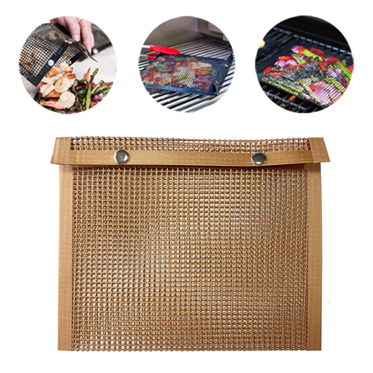 Barbecue Heat Resistant Non-stick Grilling Mesh BBQ Baking Bag, Size: 27 x 22cm (Copper)