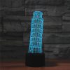 Paris Leaning Tower Shape 3D Colorful LED Vision Light Table Lamp, Touch Version