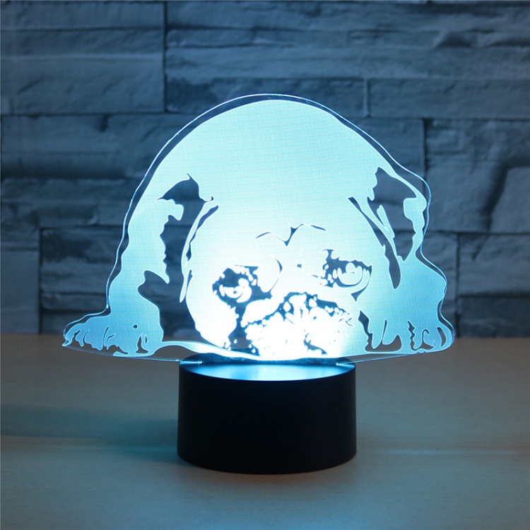 Prostrated Dog Shape 3D Colorful LED Vision Light Table Lamp, Charging Touch Version