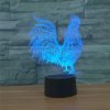 Cock Shape 3D Colorful LED Vision Light Table Lamp, Charging Touch Version
