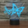 Two Butterflies Shape 3D Colorful LED Vision Light Table Lamp, USB & Battery Version