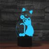 Cat Shape 3D Colorful LED Vision Light Table Lamp, 16 Colors Remote Control Version