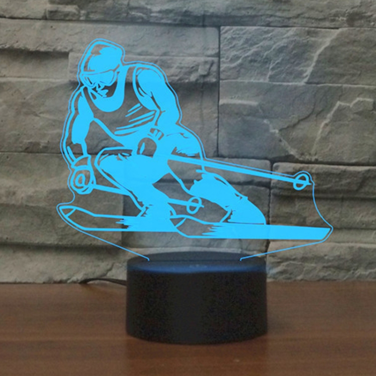 Skiing Shape 3D Colorful LED Vision Light Table Lamp, Charging Touch Version