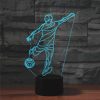 Playing Football Shape 3D Colorful LED Vision Light Table Lamp, Crack Remote Control Version