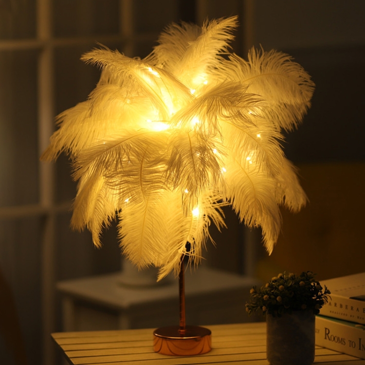 Creative Bedroom Feather Table Lamp Night Light Decorative Light