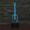 Five-string Guitar Shape 3D Colorful LED Vision Light Table Lamp, USB Touch Version
