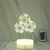 Three Footballs Shape Creative Crack Touch Dimming 3D Colorful Decorative Night Light with Remote Control