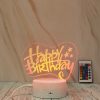 Happy Birthday Shape Creative Crack Touch Dimming 3D Colorful Decorative Night Light with Remote Control
